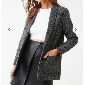 Boyfriend style textured tweed blazer